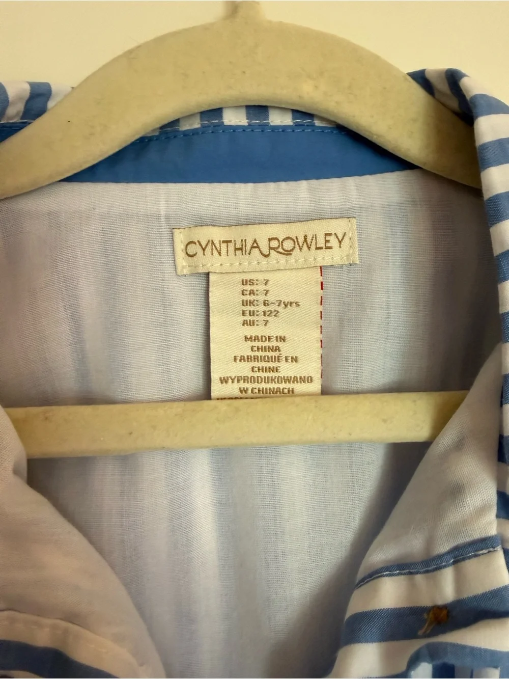 Cynthia Crowley Blue & White Striped Kids Shirt Dress with Tie Belt & Purse